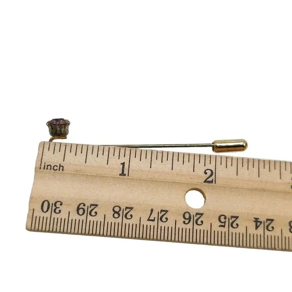 Purple Rhinestone Stick Hat Pin Gold Tone Vintage - Picture 4 of 5